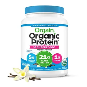 Bột Protein Thực Vật Hữu Cơ Hương Vani, Organic Plant-Based Protein Powder, Vanilla Bean, 32.3 oz (918g) - ORGAIN